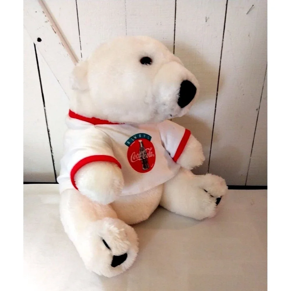 Vintage 1993 Coca Cola  Plush 12 Inch White Polar Bear Coca Cola Shirt Stuffed